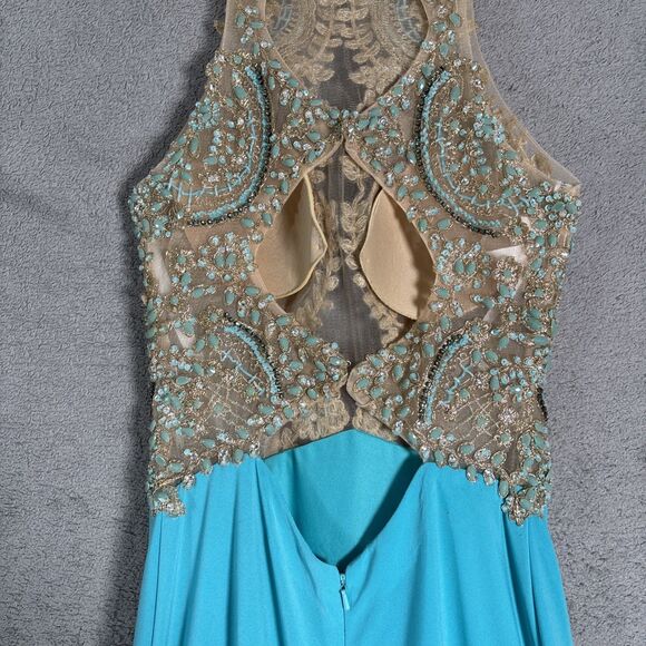 Sherri Hill Women’s‎ Size 2 Dress Illusion Bodice Nude Mesh Tulle Beaded Gown - Picture 13 of 16